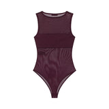 Women's Patchwork Silk Mesh Jumpsuit WHEF