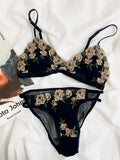 MOYISU French Lace Bralette Set for Small Breasts No Underwire Summer Bras Sexy Triangle Bra Petite Girls, Pure Desire Lingerie