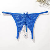 Hot Sexy Mesh Hollow Female Lingerie Transparent Crotchless Women Lace Open Crotch Beading Panties Underwear Erotic Costume