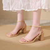Open-toe Sandals Women 2026 Summer New Buckle Fashion Solid Color Female Shoes  Chunky High Heel