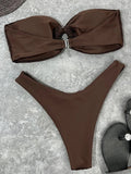 Sexy Fishnet Strapless Bandeau Bikini Women Swimsuit Female Swimwear Two-pieces Bikini set High Cut Bather Bathing Suit Swim