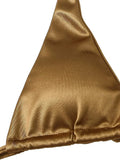 Wrap Around Halter Metallic Satin Bikini Women Swimwear Female Swimsuit Two-pieces Bikini Set Brazilian Bathing Suit Swim Lady