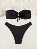 Shiny Sequin Bandeau Bikini Set 2026 Women Sexy Gold Front Circle Push Up Micro Swimsuit Bathing Suit Thong Swimwear Biquini