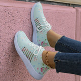 Fashion Printed Breathable Sneakers Women Thick Bottom Knitted Walking Shoes Woman Hollow Out Slip On Sports Shoes Female 35-43