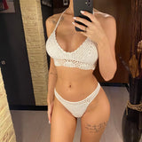 S - XL 9 Colors Crochet Knitted Bikini Bottom Swim Brief Women Swimwear Female Bather Brazilian Tanga Panties Underwear V4195