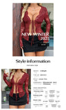 Y2K Spice Girls Style Long-Sleeve T-Shirt Lace-Up Sheer V-neck Sweet girl Top Spring Summer Vacation Beach Female Dress up