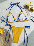 2025 Halter Wrinkled Weaved Bikini Women Swimwear Female Swimsuit Two Pieces Bikini Set Brazilian Bathing Suit Swim Beach Wear