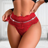 1pcs Low Waist Red Sexy Women's Panties Embroidery Floral Lady Briefs Elegant Sexy Lingerie   Fashion Style Female Underwear