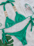 Halter Scrunch Butt Rhintstone Diamond Bikini Women Swimsuit Female Swimwear Two Pieces Bikini Set Brazilian Bathing Suit Swim