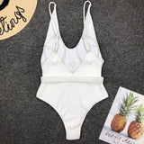 V Neck Ribbed High Leg Cut Women Swimwear One Piece Swimsuit Female Backless Monokini Bather Waist Belt Bathing Suit Swimwear