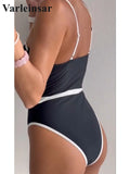 2026 New Sexy Splicing Underwired Women Swimwear One Piece Swimsuit Female High Leg Cut Padded Bather Bathing Suit Swim V5918