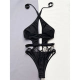2026 Sexy Halter Cut Out Backless One Piece Swimsuit Women Swimwear Female Monokini High Leg Cut Bather Bathing Suit Swim V5225