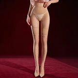 Polka Dot Fake Two-Piece Lace Long Pantyhose Aurora Glossy Open Crotch Two-Tone Spliced Sexy Pantyhose Solid Color Elegant 8WS3