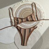 2026 Printed Crochet Bikini Women Swimsuit Female Swimwear Two-pieces Bikini Set High Leg Cut Bather Bathing Suit Swim Beachwear