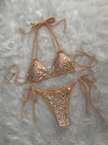 DEKA Luxury Black Diamond Bikini Women Sexy Rhinestone Push Up Mini Swimsuit Brazilian Beach Bathing Suit Thong Swimwear Biquini