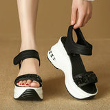 Sequin Chunky Wedges Sandals Women Plus Size 42 High Heel Platform Sandles Woman Comfy Thick Bottom Heighten Gladiator Sandalias