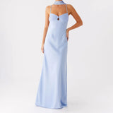 Women Solid Color Sexy Back Bandage Party Club Cami Dress Summer Fashion Sleeveless Spaghetti Strap Long Dresses With Scarf
