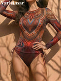 S - XXL Long Sleeve Flower Printed Bikini Female Swimsuit Women Swimwear Two-pieces Bikini set Bather Bathing Suit Swim V8062