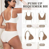 Women's Deep V Seamless Wire-Free Bra Plus Size Solid Color 3/4 Cup Thin Bra Comfortable Push-up Bra Underwear