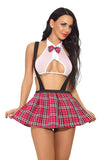 Toucheart Sexy Uniform Temptation Jumpsuit For Women Cosplay Mesh Plaid Perspective JK Sex Suit Mesh Patchwork Uniform Set New