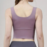Women Sports Vest Sleeveless Round Neck Zipper Closure Fitness Bra Seamless Fabric Front Zipper Removable Chest Pad Underwear