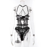 Sexy lingerie European and American Internet celebrity pure desire see-through mesh splicing sexy lace jumpsuit