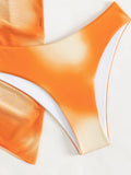 3 Pieces Ombre Lace Up Bikini Swimsuit & Beach Skirt Sexy Swimwear Women 2026 Bathing Swimming Swim Suit Female Summer Beachwear