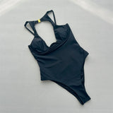 Cut Out Underwired Padded One Piece Swimsuit Women Swimwear Female Backless Backless High Cut Leg Bather Bathing Suit Swim V7515