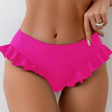 Women Swimming Trunks High-Waisted Ruffle Trim Bikini Bottoms with Tummy Control Quick-Drying Swimwear Beachwear
