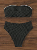 XS - L Wrinkled Strappy Bandeau High Waist Bikini Female Swimsuit Women Swimwear Two-pieces Bikini Set Bather Bathing Suit Swim