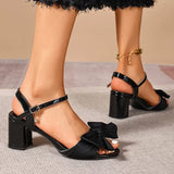 Elegant Bowknot Decor High Heels Sandals Women Fashon Ankle Buckle Party Wedding Shoes Woman Plus Size 42 Thick Heel Sandalias