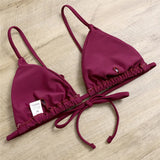 Sexy 3 Piece Bikini Set Women Solid Blue Purple Push Up Bandage Triangle Swimsuit Brazilian Beach Bathing Suit Swumwear Biquini