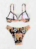 Strappy Underwire Bikinis 2025 Printed Floral Swimwear Female Sexy Swimsuit Women Bathers Bathing Swimming Swim Suit Beachwear