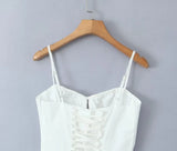 Foridol Lace Up Mini Summer Dress Sundress Women Spaghetti Strap Sexy Short White Beach Vestidos Fishbone Party Club Dress 2025