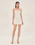 2025 Summer Lady New 3D Flower White Mini Chiffon Dresses Sexy Backless Simple Elegant Fashion Ladies Slim Holiday Party Outfits