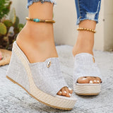 Vinatge Chunky Platform Sandals Women 2026 Summer Peep Toe Wedges Slippers Woman Plus Size 42 Thick High Heels Sandles Female