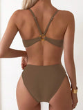 2025 Strappy Bikini Set Sexy Swimsuit Women Solid Padded Swimwear Female Bathers Bathing Swimming Swim Suit Beachwear