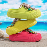 2025 Summer Women Slippers Cute DIY Flower Platform Sandals Casual Indoor Outdoor Clogs Beach Slides Female Home Garden Shoes