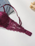 pure desire Bra for Women – 3/4 Cup Underwire Push Up Bra lace sexy Lingerie party brassiere  (B-C Cup)L2957