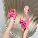 Slim Heel Slippers Women Spring Summer 2026, Princess Style Butterfly Bow High Heels, Cool Slippers