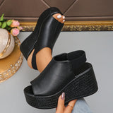 Fish Mouth Leopard Fashion Casual Wedge Heel Slippers for Women's 2026 Summer New Open Toes Breathable Comfortable Beach Sandals