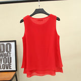 MOYISU New Arrival Summer Plus Size Outside Wear Large Size Doll Collar Loose Sleeveless Chiffon Vest Top Woman