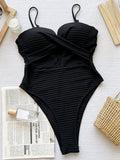 Wrinkled Bra Cup Swimsuits 2025 Female Swimwear One Piece Swimsuit Women Monokini High Cut Bathing Suit Swim Beach Wear Bodysuit