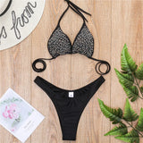 2026 Summer Pearl Decor Women's Swimsuit Shiny Strappy Swimwear Sexy Backless 2 Pieces Suit Femme Lace Up Bathing Suit Beachwear