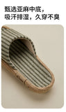 Janpanest Style Cotton Linen Slippers For Womeen Men Leisure House Shoes Striped Style Anti-slip Couples Home Breathable Slides