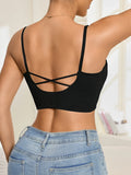 Women's Cropped Tank Top Sleeveless Padded Camisole with Crisscross Adjustable Straps Fashion Korean Style Women's Top