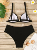 sexy push up bikinis sets two pieces solid high waist swimsuit bathing suit Swimwear Biquini conjunto de bikini tankini biquini