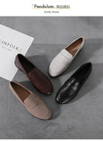Retro British Style Women Leather Shoes Autumn Flat Casual Loafers Fashion Slip on Round Toe Office Work Shoes Zapatillas Mujer