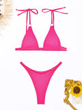 Ring Link Bikini 2025 Solid Sexy Swimsuit Women Padded Swimwear Female Bathers Bathing Swimming Swim Suit Beachwear