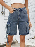 Women Cargo Denim Shorts Casual Summer Loose Solid Colors Jean Short Pants for Vacation Beach Club Streetwear